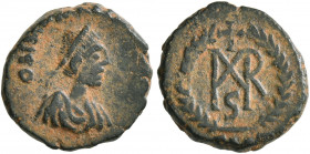 Marcian, 450-457. Nummus (Bronze, 12 mm, 1.30 g, 12 h), possibly Nicomedia. O N [...] Pearl-diademed, draped and cuirassed bust of Marcian to right. R...
