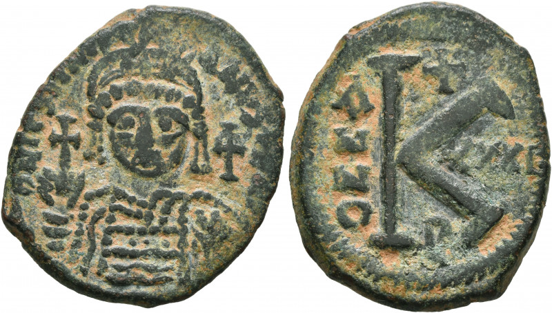 Justinian I, 527-565. Half Follis (Bronze, 29 mm, 9.73 g, 11 h), Antiochia, RY 3...