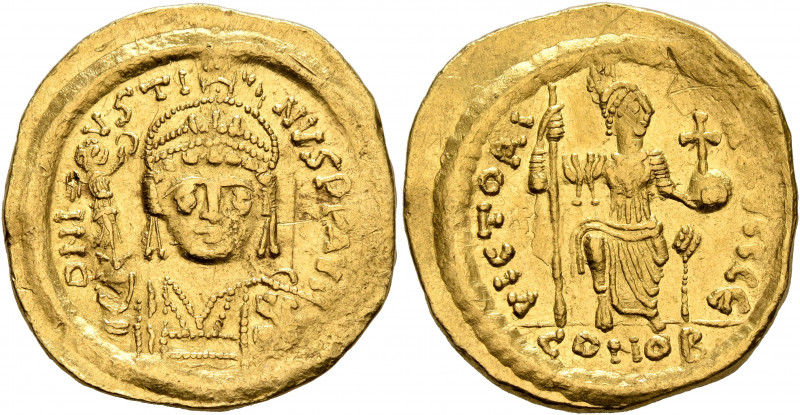 Justin II, 565-578. Solidus (Gold, 20 mm, 4.38 g, 6 h), Constantinopolis, 566/7-...