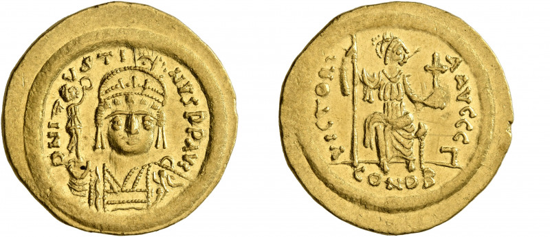 Justin II, 565-578. Solidus (Gold, 21 mm, 4.50 g, 6 h), Constantinopolis, 566/7-...