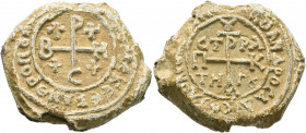Beser (Arab Bashir), patrikios and strategos, first half 8th century. Seal (Lead, 30 mm, 21.27 g, 12 h). [ЄΞЄ]Λ૪ MЄ KЄ ЄΞ ANΘPOΠ૪ Π[OVHPOV] ("Beser / ...