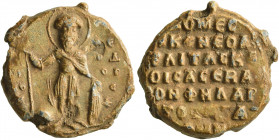 Philaretos Brachamios, protosebastos and domestikos of the East, 1081-1087. Seal (Lead, 23 mm, 9.25 g, 12 h). On the left, [O AΓ]I/O/C; on the right, ...