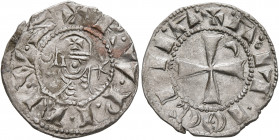 CRUSADERS. Antioch. Raymond-Roupen, 1216-1219. Denier (Silver, 18 mm, 1.00 g, 7 h). ✠ R•V•P•I•N•V•Z Helmeted head of a knight to left flanked by cresc...