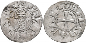CRUSADERS. Antioch. Raymond-Roupen, 1216-1219. Denier (Silver, 18 mm, 1.00 g, 9 h). ✠ R:V.P:I:N:V.S Helmeted head of a knight to left flanked by cresc...