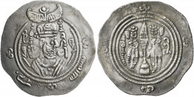 ISLAMIC, Umayyad Caliphate. temp. al-Walid I ibn 'Abd al-Malik, AH 86-96 / AD 705-715. Drachm (Silver, 31 mm, 3.80 g, 12 h), Eastern Sistan series, SK...