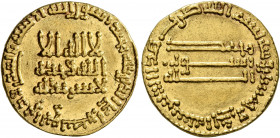 ISLAMIC, 'Abbasid Caliphate. temp. Al-Mansur, AH 136-158 / AD 754-775. Dinar (Gold, 18 mm, 4.21 g, 12 h), without mint, AH 151 = AD 768/9. Bernardi 51...