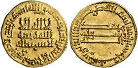 ISLAMIC, 'Abbasid Caliphate. temp. Al-Mansur, AH 136-158 / AD 754-775. Dinar (Gold, 19 mm, 4.24 g, 12 h), without mint, AH 153 = AD 770. Bernardi 51. ...
