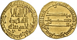 ISLAMIC, 'Abbasid Caliphate. temp. Al-Mansur, AH 136-158 / AD 754-775. Dinar (Gold, 19 mm, 4.25 g, 2 h), without mint, AH 155 = AD 771/2. Bernardi 51....