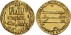 ISLAMIC, 'Abbasid Caliphate. temp. Al-Mansur, AH 136-158 / AD 754-775. Dinar (Gold, 19 mm, 4.18 g, 7 h), without mint, AH 158 = AD 774/5. Bernardi 51....
