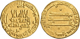 ISLAMIC, 'Abbasid Caliphate. temp. Al-Mahdi, AH 158-169 / AD 775-785. Dinar (Gold, 18 mm, 4.12 g, 6 h), without mint, AH 165 = AD 781/2. Bernardi 51. ...