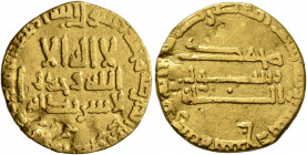 ISLAMIC, 'Abbasid Caliphate. temp. Al-Rashid, AH 170-193 / AD 786-809. Dinar (Gold, 18 mm, 3.33 g, 7 h), without mint, AH 177 = AD 793/4. Bernardi 51....