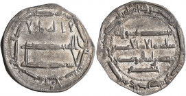 ISLAMIC, 'Abbasid Caliphate. temp. Al-Rashid, AH 170-193 / AD 786-809. Dirham (Silver, 25 mm, 2.84 g, 3 h), citing the heir apparent Muhammad al-Amin ...