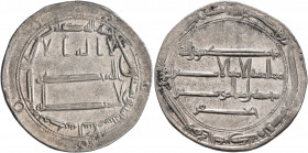 ISLAMIC, 'Abbasid Caliphate. temp. Al-Rashid, AH 170-193 / AD 786-809. Dirham (Silver, 25 mm, 3.00 g, 10 h), citing the heir apparent Muhammad al-Amin...