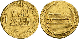 ISLAMIC, 'Abbasid Caliphate. temp. Al-Rashid, AH 170-193 / AD 786-809. Dinar (Gold, 18 mm, 4.19 g, 4 h), without mint, AH 183 = AD 799/800. Bernardi 5...