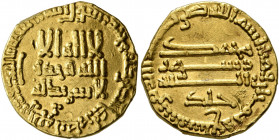 ISLAMIC, 'Abbasid Caliphate. temp. Al-Rashid, AH 170-193 / AD 786-809. Dinar (Gold, 17 mm, 3.91 g, 2 h), citing Khalid (posthumously), without mint, s...