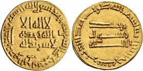 ISLAMIC, 'Abbasid Caliphate. temp. Al-Rashid, AH 170-193 / AD 786-809. Dinar (Gold, 19 mm, 4.23 g, 3 h), without mint, AH 190 = AD 805/6. Bernardi 51....