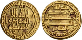 ISLAMIC, 'Abbasid Caliphate. temp. Al-Amin, AH 193-199 / AD 809-813. Dinar (Gold, 18 mm, 4.09 g, 6 h), citing 'Rabbi Allah' and 'al-Abbas' in Kufic on...