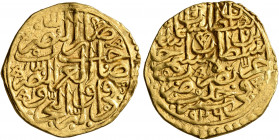 ISLAMIC, Ottoman Empire. Sulayman I Qanuni ('the Lawgiver'), AH 926-974 / AD 1520-1566. Sultani (Gold, 20 mm, 3.38 g, 9 h), Halab, AH 926 = AD 1520. P...
