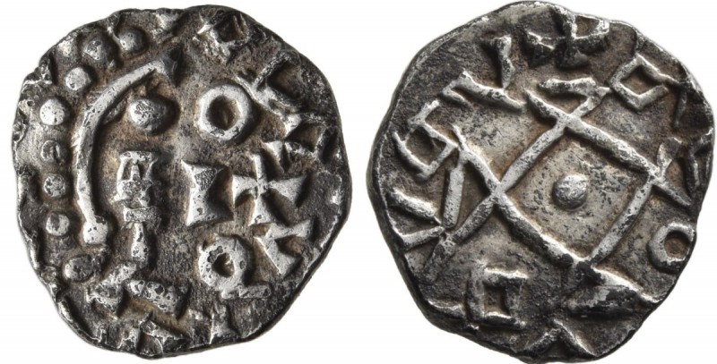 MEROVINGIANS. Rouen. Circa 700-725. Denier (Silver, 13 mm, 1.22 g), 'au buste et...