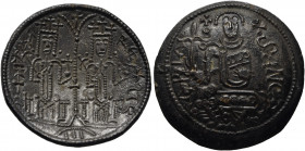 HUNGARY. Béla III, 1172-1196. Rézpénz (Bronze, 26 mm, 3.78 g, 12 h). +SANCTA ARIA The Virgin Mary, nimbate, seated facing on throne, holding scepter i...