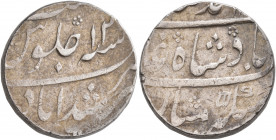 INDIA, Mughal Empire. Muhammad Shah, 1719-1720 and 1720-1748. Rupee (Silver, 21 mm, 11.72 g, 10 h), Murshidabad, AH 1142 = AD 1730 = RY 12. KM-436.46....
