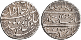 INDIA, Mughal Empire. Muhammad Shah, 1719-1720 and 1720-1748. Rupee (Silver, 23 mm, 11.37 g, 2 h), Shahjahanabad, AH 1143 = AD 1731 / RY 13. KM-437.4....