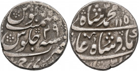 INDIA, Mughal Empire. Muhammad Shah, 1719-1720 and 1720-1748. Rupee (Silver, 23 mm, 11.26 g, 10 h), Siwai Jaipur, AH 1159 = AD 1746 / RY 29. KM-436.31...