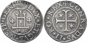 ITALY. Genova. The Biennial Doges, 1528-1797. Scudo (Silver, 40 mm, 37.06 g, 12 h). DVX✱ET✱GVB✱REIP Castello between two crosses; below, 1630. Rev. ✠ ...