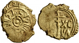 ITALY. Sicilia (Regno). Ruggero II, 1130-1154. Tarì (Gold, 13 mm, 1.57 g), Palermo. Pellet in circle; around circle, 'al-malik Rujjar al-mu‘tazz billa...