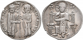 ITALY. Venezia (Venice). Jacopo Contarini, 1275-1280. Grosso (Silver, 20 mm, 2.11 g, 6 h). S•M•VЄNЄTI•IA•9TARINI St. Mark, on the right, standing faci...