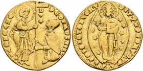 ITALY. Venezia (Venice). Pietro Gradenigo, 1289-1311. Ducato (Gold, 19 mm, 3.45 g, 6 h). •PЄ•GRADONICO - •S•M•VЄNЄTI St. Mark standing right, holding ...