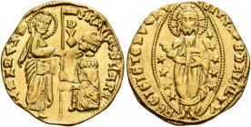 ITALY. Venezia (Venice). Francesco Foscari, 1423-1457. Ducato (Gold, 21 mm, 3.53 g, 12 h). FRAC FOSCARI - •S•M•VЄNЄTI St. Mark standing right, holding...