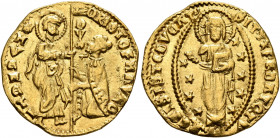 ITALY. Venezia (Venice). Cristoforo Moro, 1462-1471. Ducato (Gold, 20 mm, 3.53 g, 6 h). CRISTOF MAVRO - S•M•VЄNЄTI St. Mark standing right, holding bo...