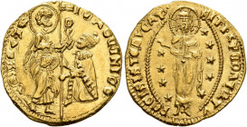 ITALY. Venezia (Venice). Giovanni Mocenigo, 1478-1485. Ducato (Gold, 21 mm, 3.53 g, 6 h). IO MOCЄNICO - •S•M•VЄNЄTI St. Mark standing right, holding b...