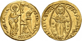 ITALY. Venezia (Venice). Agostin Barbarigo, 1486-1501. Ducato (Gold, 21 mm, 3.52 g, 12 h). AVGVSTIN BARBADICO - •S•M•VENETI St. Mark standing right, h...