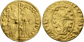 ITALY. Venezia (Venice). Nicolò da Ponte, 1578-1585. Zecchino (Gold, 20 mm, 3.48 g, 11 h). NIC DE PONTE - •S•M•VENET• St. Mark standing right, holding...