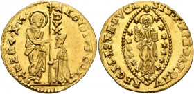 ITALY. Venezia (Venice). Alvise Contarini, 1676-1683. Zecchino (Gold, 21 mm, 3.50 g, 5 h). ALOYSIVS CONT - •S•M•VENET St. Mark standing right, holding...
