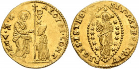 ITALY. Venezia (Venice). Alvise Contarini, 1676-1683. Zecchino (Gold, 21 mm, 3.52 g, 6 h). ALOYSIVS CONT - •S•M•VENET St. Mark standing right, holding...