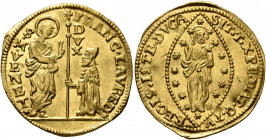 ITALY. Venezia (Venice). Francesco Loredano, 1752-1762. Zecchino (Gold, 23 mm, 3.47 g, 7 h). FRANC•LAVRED✱ - S•M•VENET✱ St. Mark standing right, holdi...