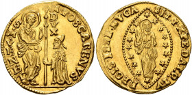 ITALY. Venezia (Venice). Marco Foscarini, 1762-1763. Zecchino (Gold, 21 mm, 3.48 g, 2 h). M•FOSCARENVS - •S•M•VENET St. Mark standing right, holding b...