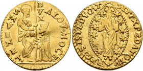 ITALY. Venezia (Venice). Alvise IV Giovanni Mocenigo, 1763-1779. Zecchino (Gold, 20 mm, 3.49 g, 3 h). ALOY•MOCE - •S•M•VENET St. Mark standing right, ...