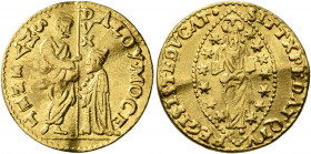 ITALY. Venezia (Venice). Alvise IV Giovanni Mocenigo, 1763-1779. Zecchino (Gold, 20 mm, 3.48 g, 10 h). ALOY•MOCE - •S•M•VENET St. Mark standing right,...