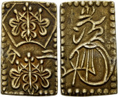 JAPAN, National coinage. Meiji Era. 1867-1912. 2 Bu (Electrum, 12x20 mm, 3.00 g), 1868-1869. Rev. 'mitsutsugu' (in Kanji). JNDA 09-29. KM (C) 21d. Ver...