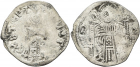 SERBIA. Stefan Uros IV Dusan, as Tsar, 1345-1355. Gros (Silver, 21 mm, 1.19 g, 6 h). MONITA REX STЄFA Ornamented helmet with feathers on top. Rev. Chr...