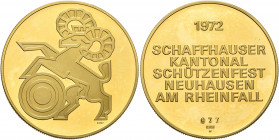 SWITZERLAND. Schweizerische Eidgenossenschaft (Swiss Confederation). 1848-present. Medal (Gold, 33 mm, 26.00 g, 12 h), Schaffhausen Cantonal Shooting ...
