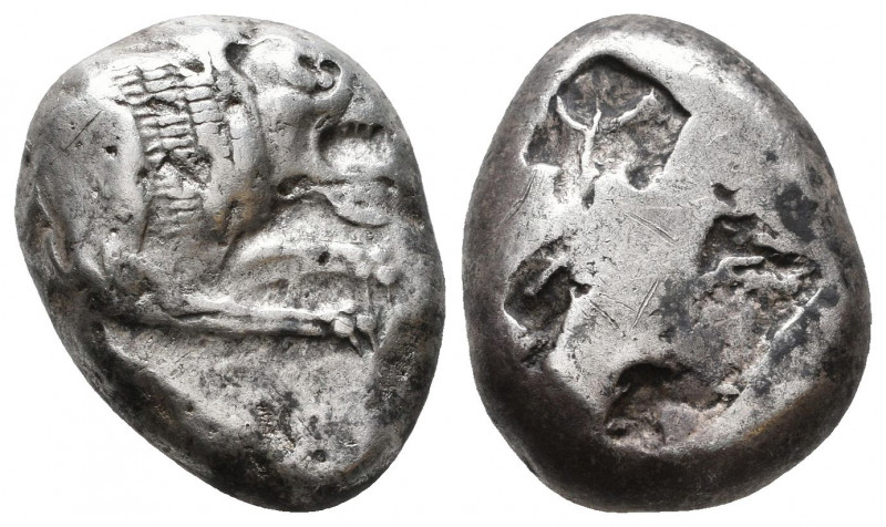 CARIA. Mylasa(?) Stater (Circa 520-490 BC). Obv: Forepart of lion right. Rev: Qu...