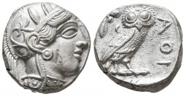 Athens Tetradrachm, head of Athena / owl
Athens , Attica. AR Tetradrachm c. 440-420 BC.
Obv. Helmeted head of Athena right.
Rev. Owl standing right, h...