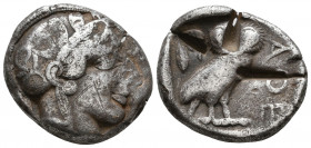 ATTICA, Athens, Ca. 4th-3rd centuries BC. AR tetradrachm. NGC Choice AU 5/5 - 1/5, test cut. Head of Athena right, wearing crested Attic helmet orname...