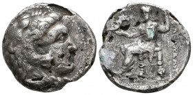 In the name of Alexander III ‘The Great’. AR . Uncertain mint, circa 325-310 BC. Head of Herakles right, wearing lion skin headdress / Zeus Aëtophoros...