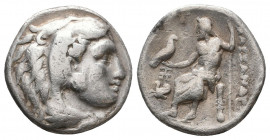 Kings of Macedon. Lampsakos. Alexander III "the Great" AR 336-323 BC. Struck circa 310-301 BC. Head of Herakles to right, wearing lion skin headdress ...